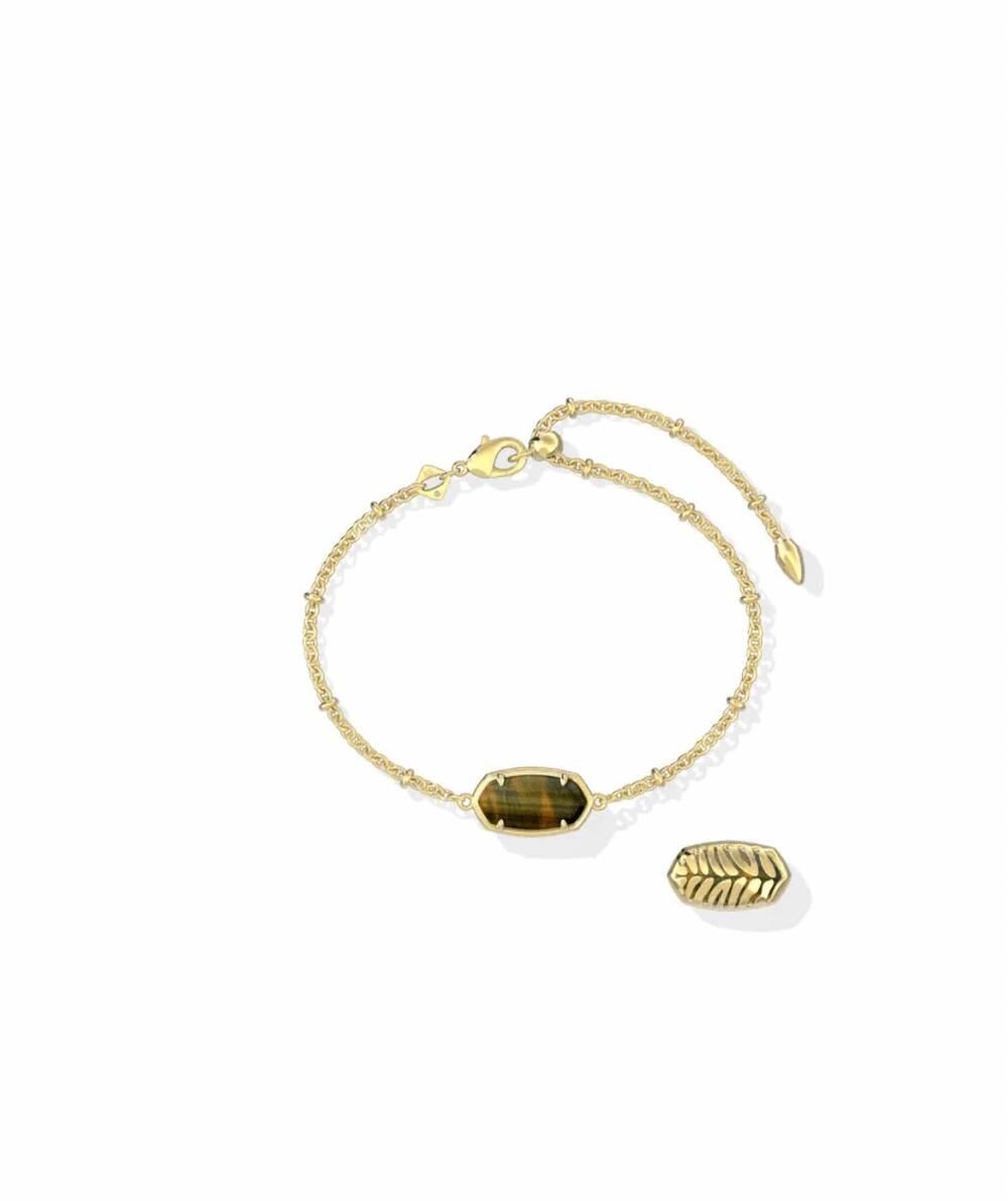 NEW KENDRA SCOTT women's tiger striped elaina bracelet in gold/ dark brown